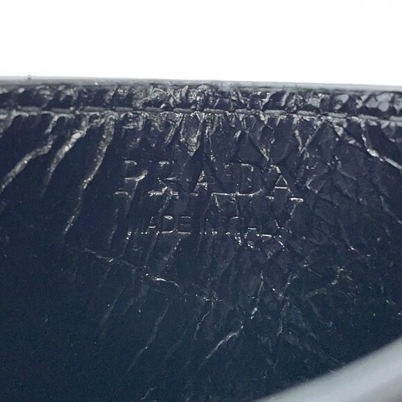 PRADA Triangle Logo Card Case Soft Look Leather Black 2MC025 - Picture 9 of 10